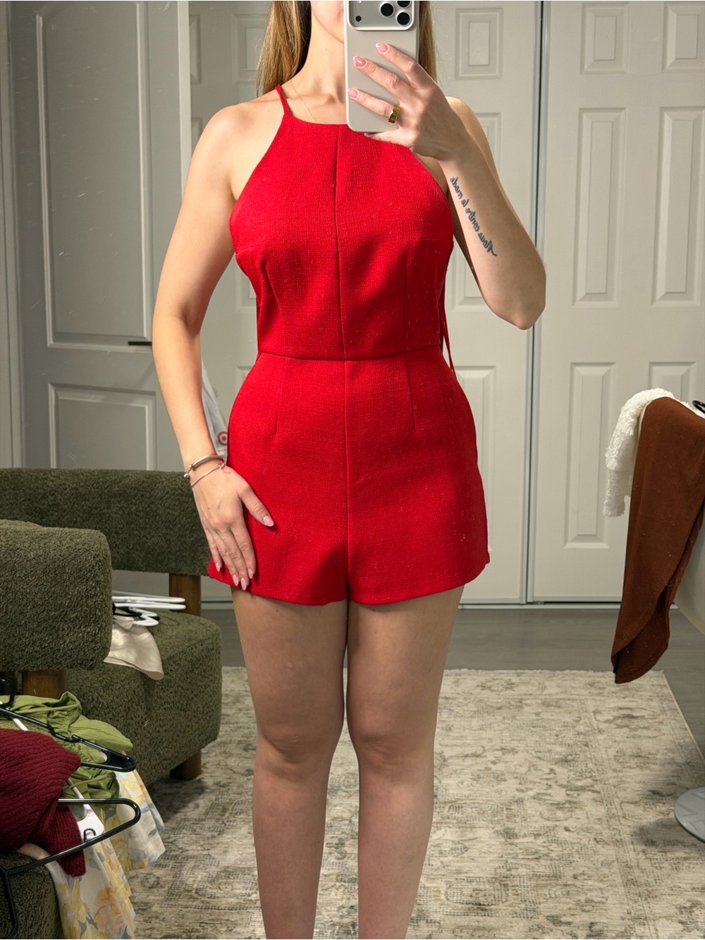 Women's Red Halter Romper